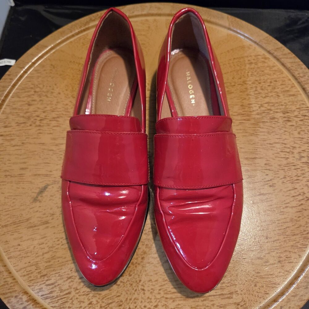 Halogen Women’s Red Patent Leather Loafers Flats Pointed Toe Size 6M